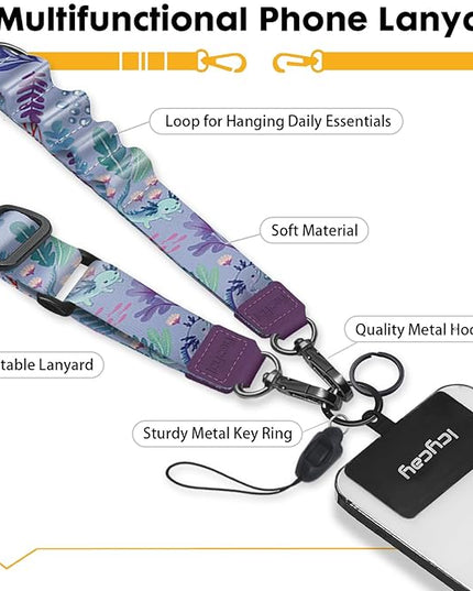 Phone Lanyard Crossbody, Axolotls Cell Phone Strap for Around The Neck Adjustable, Anti Theft Cute Lanyard for iPhone Case ID Holder Keys Accessories Travel Essential