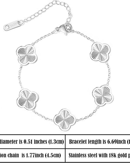 3PC Clover Bracelets Set 18k Gold Plated Lucky Clover Bracelet Women Adjustable Link Bracelets Cute Gold Jewelry