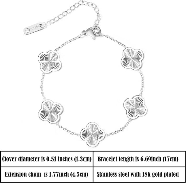 3PC Clover Bracelets Set 18k Gold Plated Lucky Clover Bracelet Women Adjustable Link Bracelets Cute Gold Jewelry