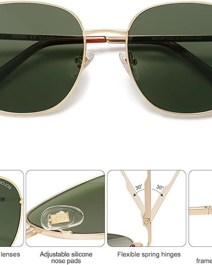 SOJOS Classic Trendy Square Sunglasses for Women Men Cute Big Frame Gold Shades SJ1137