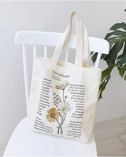 BROADREAM Aesthetic Canvas Tote Bag for Women, Vintage Reusable Book Tote Bag with Inner Zipper Pocket