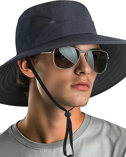 NPQQUAN Sun Hats for Men Women with Neck Flap UPF 50+ UV Protection Wide Brim Bucket Hat Safari Hiking Fishing Hats