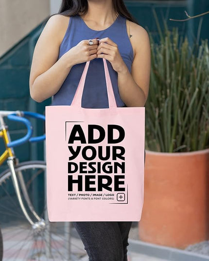 shop4ever Personalized Custom Design Your Own Eco Cotton Tote Reusable Shopping Bag Customizable Gift