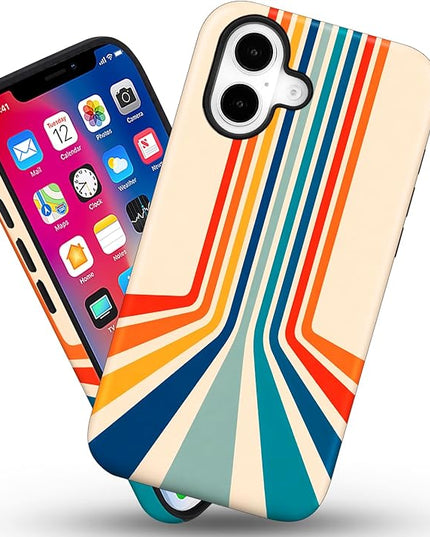 Magnetic for iPhone 16 Case Cute Frog Stripes Phone Case, Summer Shockproof Slim TPU and Hard PC Protective Phone Cover Compatible with MagSafe Designed for Women Girls