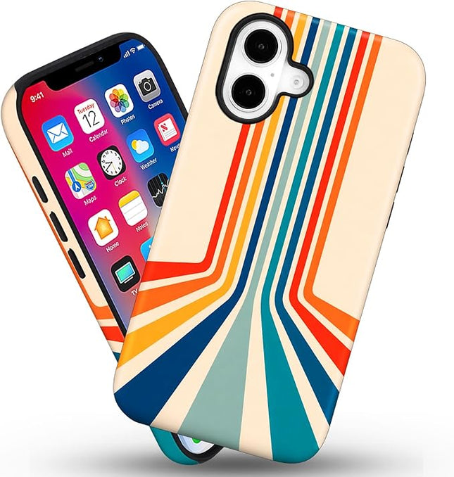Magnetic for iPhone 16 Case Cute Frog Stripes Phone Case, Summer Shockproof Slim TPU and Hard PC Protective Phone Cover Compatible with MagSafe Designed for Women Girls
