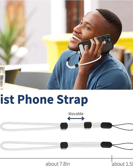 CACOE Phone Lanyard 2 Pcs-1 Pcs Adjustable Neck Strap, 1 Pcs Wrist Strap, 2 Pads, Universal Crossbody Multifuctional Cell Phone Lanyards Compatible with Most Smartphones(White)