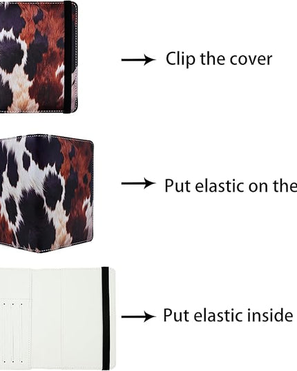 Passport Holder for Women and Men PU Leather Passport Cover for Travel (Cow Print)