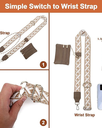 XANGNIER Clip and Go Strap for Phone with Wallet Crossbody, Phone Strap with Zippered Wallet, Adjustable Anti Theft Cellphone Lanyard for Women, Cellphone Chain Accessories,Multicolor 5