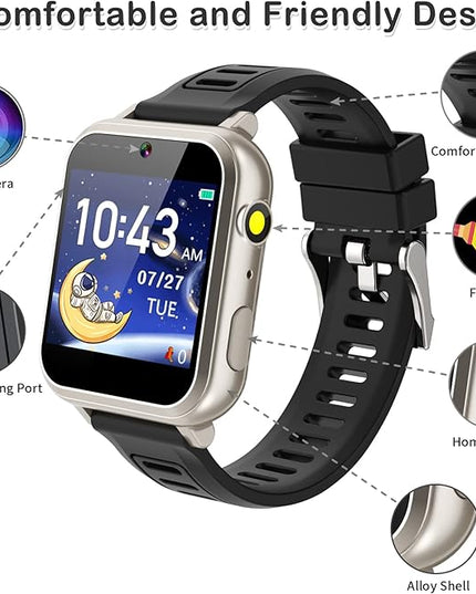 Phyulls Smart Watch for Kids with 39 Puzzle Games Camera Video Recorder Music Alarm Calculator Calendar Flashlight Pedometer Birthday Gift for 3-12 Year Old Boys and Girls
