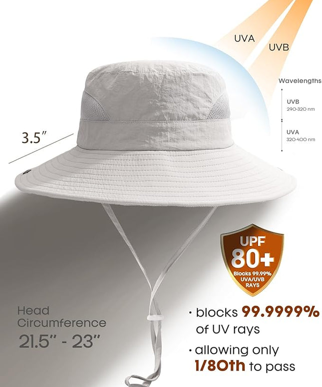 FURTALK Womens Sun Hat with Ponytail Hole Beach Hiking Summer Wide Brim UPF 80+ Outdoor Protection Foldable Bucket Hat