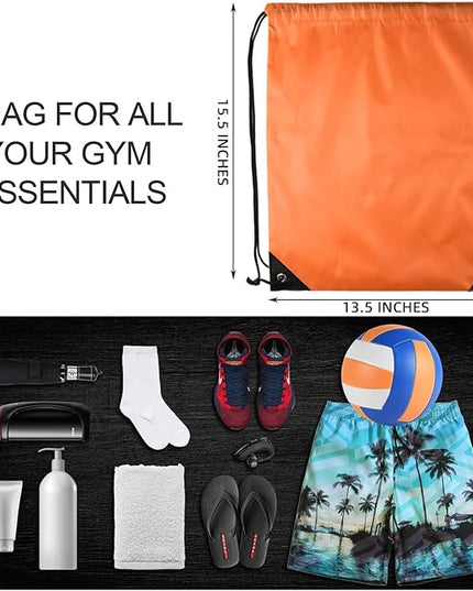 GoodtoU Drawstring Backpacks, 100 Pieces Back Bag Bulk Cinch Sack Drawstring Gym Bag for Sport, Traveling, Team (Orange)