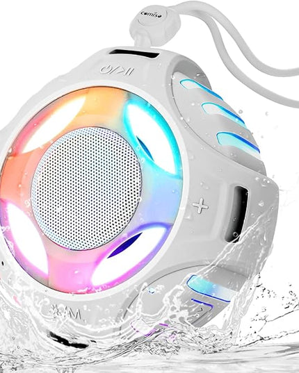 comiso Shower Bluetooth Speaker, IPX7 Waterproof Speaker with Multiple Light, Floating, Wireless Speakers with Punchy Bass and Loud HD Sound 2000mAh for Travel Beach Shower, Gift for Men, Women