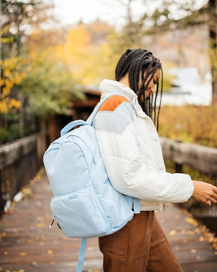 BREVITE The Backpack- Casual daypack backpacks for every function. Compact but spacious 18L aesthetic traveling backpack with laptop compartment. (Tan)