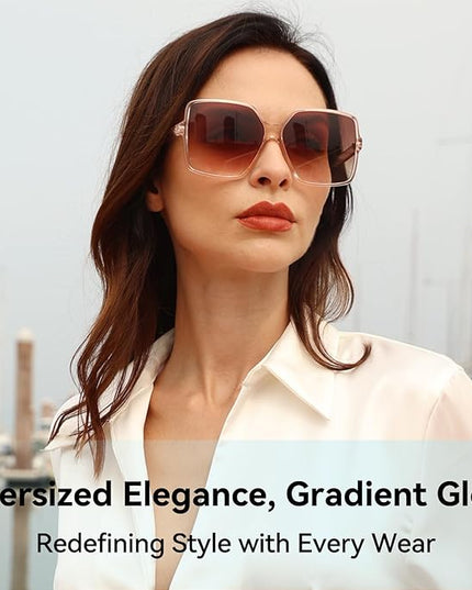 Dollger Oversized Square Sunglasses for Women Big Large Wide Fashion Shades for Men UV Protection Unisex