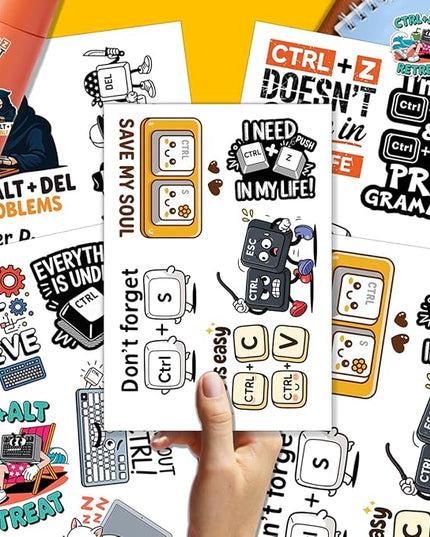 20 PCS Keyboard Humor Stickers Pack – Funny Computer Key Waterproof Vinyl Decals for Laptops, Notebooks, Water Bottles