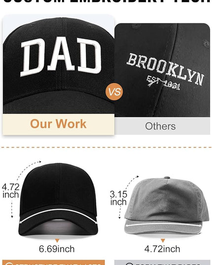 Custom4U Custom Hat Baseball Cap Adjustable Embroidered Mom Dad Hat for Men Women Gifts for New Parents Personalized Text S/L