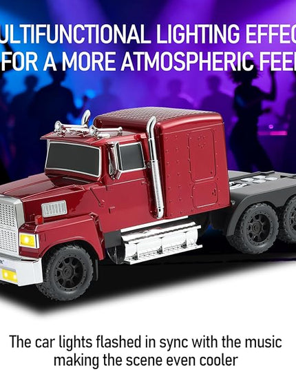 American Truck Bluetooth Speaker with HD Sound, TWS Pairing, LED Party Light, Operation Panel, Built-in Mic, Portable Car Model Speaker for Parties, Beach, Outdoor Activities (RED)