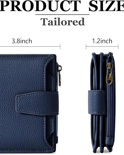 Airkit Small Wallet Women RFID Blocking Soft Leather Bifold Compact Card Holder Wallet for Women with Zipper Coin Pocket 4 ID Window