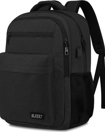 School Backpack for Teen Boys & College Students - 17.3 Inch Laptop Backpack, Ergonomic Anti-Theft Bookbag with USB Charging Port for High School, University, Black