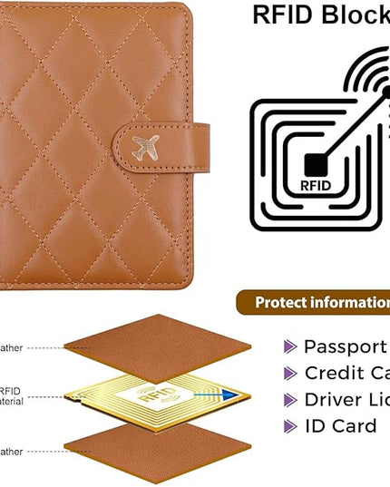 Melsbrinna Rfid Passport Holder for Travel women/Men, Cute Passport Wallet Rfid Blocking Card Slots, Rfid Passport Cover/CaseTravel Wallet, Passport Book Holder (1, LG BROWN)