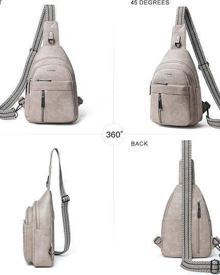 7L Sling Bag For Women Men Backpack Fanny Pack Crossbody Chest Travel Shoulder Belt Bags Purse Handbag PU Leather