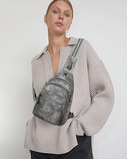 Sling Bag For Women Faux Leather Small Casual Daypack Backpack Fanny Pack Crossbody Chest Bags Purse