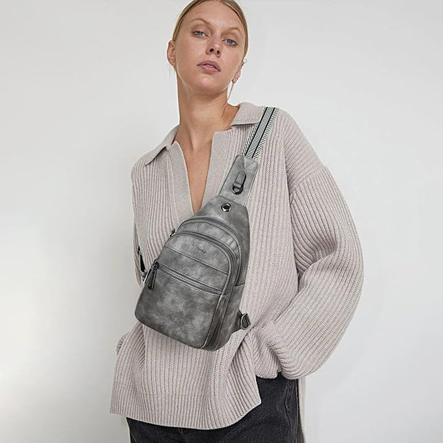 Sling Bag For Women Faux Leather Small Casual Daypack Backpack Fanny Pack Crossbody Chest Bags Purse