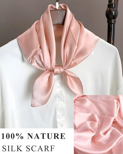 100% Mulberry Silk Scarf for Women Hair Lightweight Square Neckerchief Wrap For Head Scarves 21"