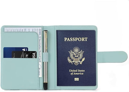 Melsbrinna Premium Leather Passport Holder Covers Case, Waterproof Rfid Blocking Travel Wallet Passport Holder with Pen Holder, Cute Passport Book for Women/Men