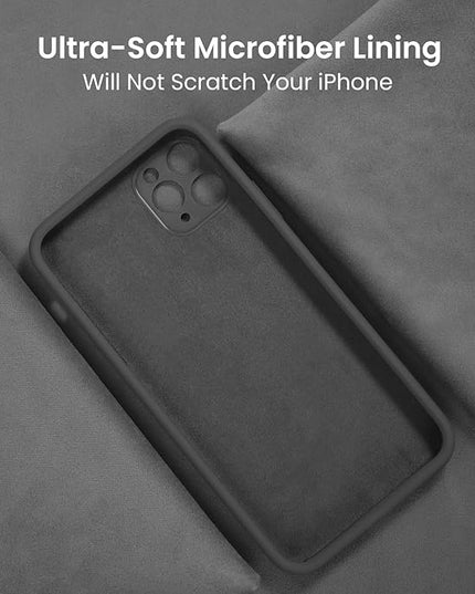 FireNova Designed for iPhone 13 Pro Max Case, Silicone [Camera Protection] Phone Case with [2 Screen Protectors], Soft Anti-Scratch Microfiber Lining Inside, 6.7 inch, Space Gray