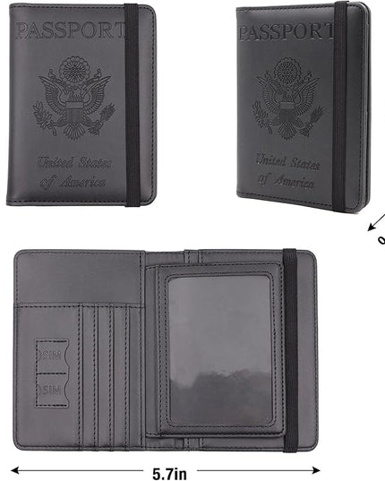 Melsbrinna Rfid Passport Holder for Travel women/Men, Cute Passport Wallet Rfid Blocking Card Slots, Rfid Passport Cover/CaseTravel Wallet, Passport Book Holder (1, Black3)