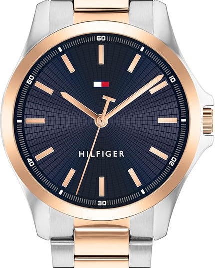 Tommy Hilfiger Men's 3H Quartz Watch, Stainless Steel Bracelet, Water Resistant 3 ATM, Modern and Stylish Timepiece, Gift for Him, 42mm