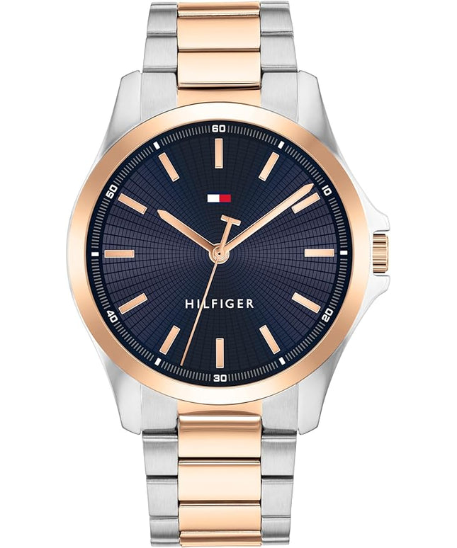 Tommy Hilfiger Men's 3H Quartz Watch, Stainless Steel Bracelet, Water Resistant 3 ATM, Modern and Stylish Timepiece, Gift for Him, 42mm