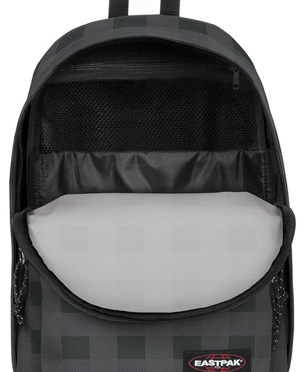 EASTPAK Out Of Office – 31L Backpack with Dual Compartments, 16” Laptop Sleeve, Security Pocket, Bottle Holder & Air Mesh Straps, Checker Dark Grey
