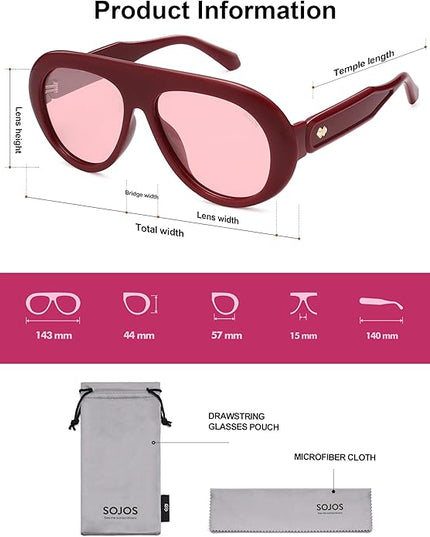 SOJOS Trendy Oversized Polarized Aviator Sunglasses Womens Men Retro Vintage 70s Style UV Protection Sun Glasses SJ2390