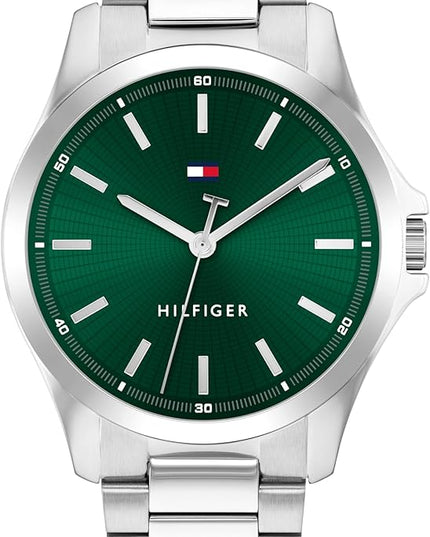 Tommy Hilfiger Men's 3H Quartz Watch, Stainless Steel Bracelet, Water Resistant 3 ATM, Modern and Stylish Timepiece, Gift for Him, 42mm