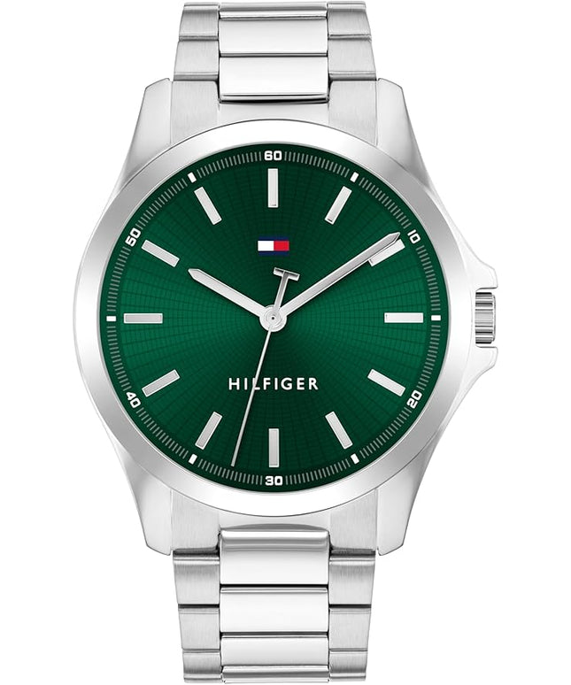 Tommy Hilfiger Men's 3H Quartz Watch, Stainless Steel Bracelet, Water Resistant 3 ATM, Modern and Stylish Timepiece, Gift for Him, 42mm