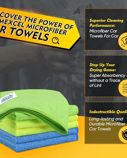 HOMEXCEL Microfiber Cleaning Cloth 6 Pack, 12.5 x 12.5 Inch Microfiber Towels for Cars, Ultra Absorbent Cleaning Rags, Lint Free Cleaning Towels for Household, Kitchen, Window, and Car, Multicolor