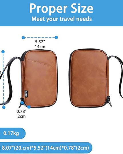 family passport holder for 4 brown multiple passport bag passport wallet for travel passport cover rfid blocking for women waterproof wallet with zipper passport case for men