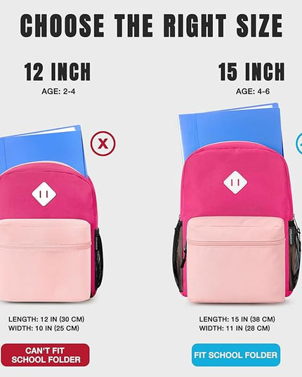 STEAMEDBUN Kids Backpack Girl 4-6, Girls Backpack for Elementary Kindergarten School -15inch