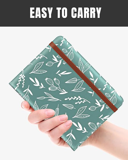 Rimilak Passport Holder, RFID Blocking Passport Cover Wallet Travel Essentials, Leather Travel Documents Organizer Protector for Women and Men, White Leaves