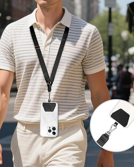 COCASES 2 Pack Phone Tether Tab, Phone Strap TPU Replacement Part for Smartphone Safety, Phone Lanyard Connector (TPU Black)