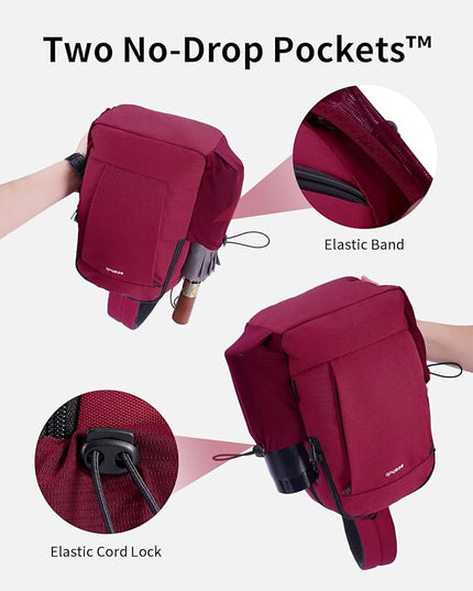 ECOHUB Anti-Theft Crossbody Bag Men Women, RFID Blocking Lightweight Sling Backpack Eco-Friendly with 9 Pockets Sturdy SBS Zippers Water Resistant for Travel Work Hiking Outdoor, Red