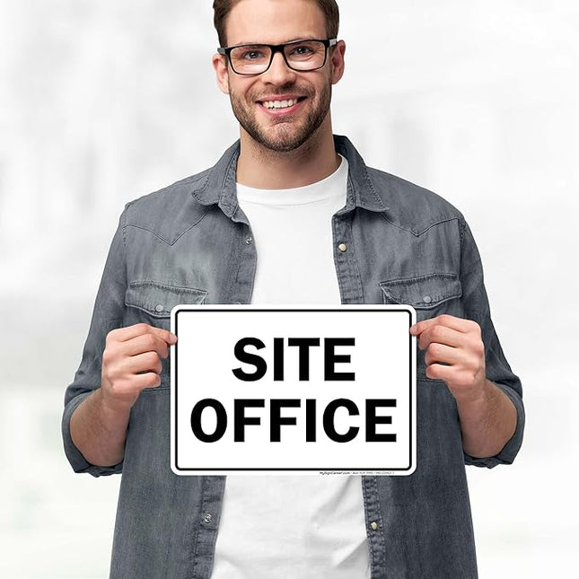 Site Office Sing Sign, 10x7 Inches, 4 Mil Vinyl Decal Stickers Weather Resistant, Made in USA by My Sign Center