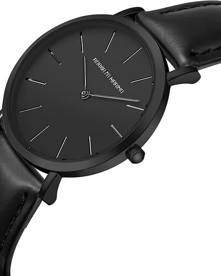 Roberto Marino RM1423 Men’s Luxury Watch – Japanese Quartz, Leather Strap, White Dial, 3 ATM Water Resistant