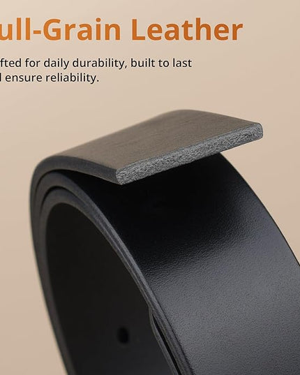 Buffway Men’s Full Grain Leather Belt – Solid One-Piece Leather, 1.5” Wide for Jeans & Business Casual, Gift Box Included