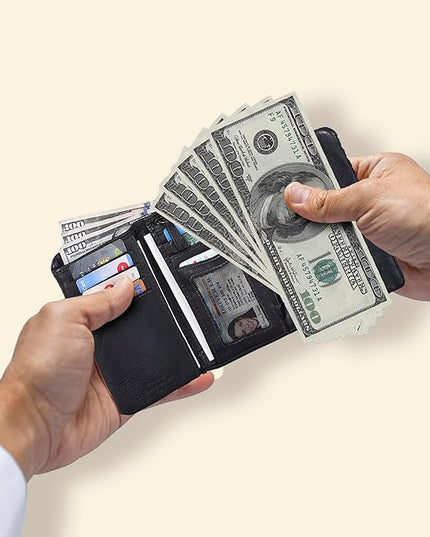 Real Leather Women Wallet Leather with RFID Blocking -Trifold Card Holder Designer Ladies Clutch with ID Window Wallets