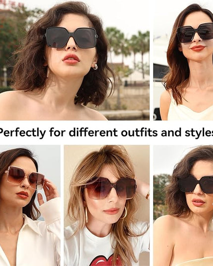 Dollger Oversized Square Sunglasses for Women Big Large Wide Fashion Shades for Men UV Protection Unisex