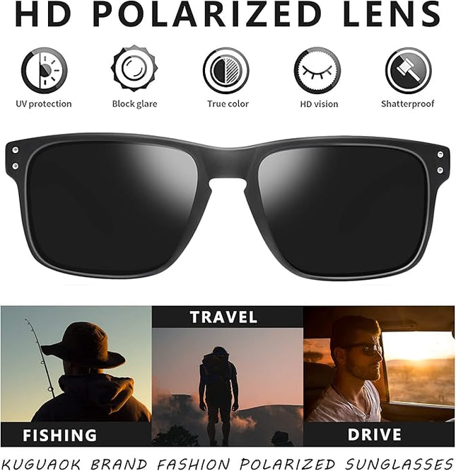 KUGUAOK Polarized Square Sunglasses For Men and Women Matte Finish Sun Glasses UV Protection Glasses