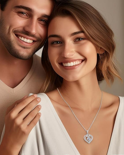 OOBEE Moissanite Heart Necklaces for Women, 1- 4 Carat Moissanite 925 Sterling Silver Gold Plating Fine Women Necklace，Ideal Anniversary Birthday Christmas Valentine Mothers Day Jewelry Gifts for Mom Wife Her Girlfriend